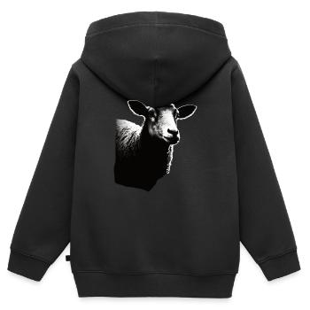 Schaf Schablone Art.-nr - Kinder Premium Organic Zip Hoodie - Schwarz - Hinten - AI Model Kid Male (0cm)