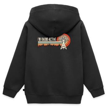 Ham Radio I'm Radio-Active Retro Radio Operator - Kinder Premium Organic Zip Hoodie - Schwarz - Hinten - AI Model Kid Male (0cm)