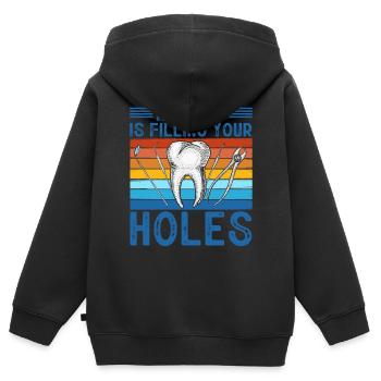 Technicien dentaire, cadre dentaire, hygiéniste dentaire - Sweat Premium à capuche zippé enfant bio - noir - Dos - AI Model Kid Male (0cm)