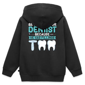 Technicien dentaire, cadre dentaire, hygiéniste dentaire - Sweat Premium à capuche zippé enfant bio - noir - Dos - AI Model Kid Male (0cm)