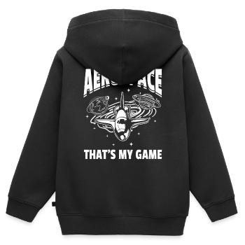 Aerospace That's My Game - Aerospace Space Ship - Kids Premium Organic Zip-up Hoodie - black - Back - AI Model Kid Male (0cm)