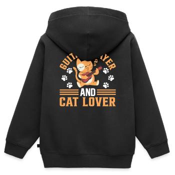 Guitariste Guitariste - Guitariste Et Cat Lo - Sweat Premium à capuche zippé enfant bio - noir - Dos - AI Model Kid Male (0cm)