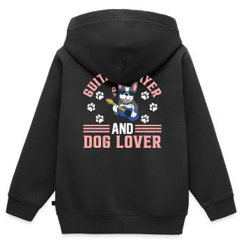 Guitariste Guitariste - Guitariste Et Chien Lo - Sweat Premium à capuche zippé enfant bio - noir - Dos - AI Model Kid Male (0cm)