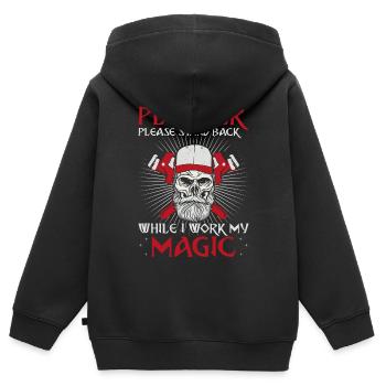 Plombier Plombier Plombier Vintage Plombier - Sweat Premium à capuche zippé enfant bio - noir - Dos - AI Model Kid Male (0cm)