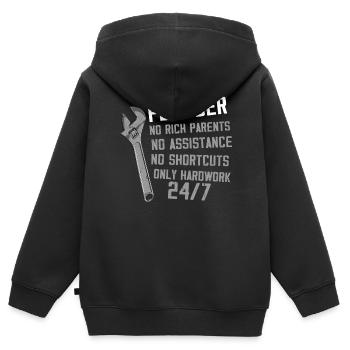 Plumbing Plumber Vintage Plumber - Kinder Premium Organic Zip Hoodie - Schwarz - Hinten - AI Model Kid Male (0cm)