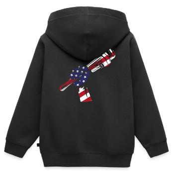 Plumbing Plumber Pipe Wrench - Kids Premium Organic Zip-up Hoodie - black - Back - AI Model Kid Male (0cm)