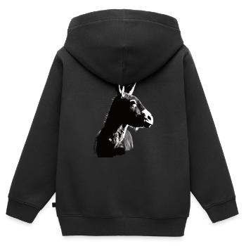 Esel Kunstvoller Schablonendruck - Kinder Premium Organic Zip Hoodie - Schwarz - Hinten - AI Model Kid Male (0cm)