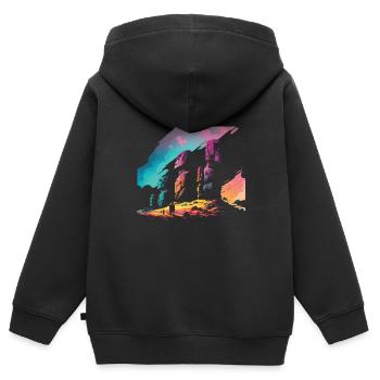 Rapa Nui Moai Kopf Statue Osterinsel - Kinder Premium Organic Zip Hoodie - Schwarz - Hinten - AI Model Kid Male (0cm)