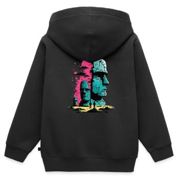 Rapa Nui Moai Kopf Statue Osterinsel - Kinder Premium Organic Zip Hoodie - Schwarz - Hinten - AI Model Kid Male (0cm)