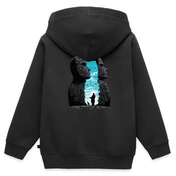 Rapa Nui Moai Kopf Statue Osterinsel - Kinder Premium Organic Zip Hoodie - Schwarz - Hinten - AI Model Kid Male (0cm)