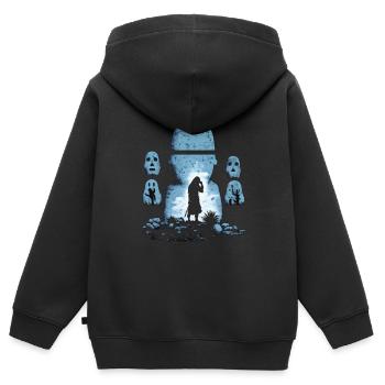 Rapa Nui Moai Kopf Statue Osterinsel - Kinder Premium Organic Zip Hoodie - Schwarz - Hinten - AI Model Kid Male (0cm)