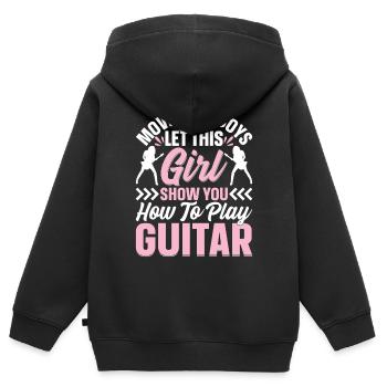 Guitarist Guitar Player Girls - Girl Guitar Player - Kinder Premium Organic Zip Hoodie - Schwarz - Hinten - AI Model Kid Male (0cm)