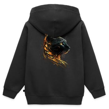 Katzen Motiv Kunst Cat Design Hauskatze Miau Katze - Kinder Premium Organic Zip Hoodie - Schwarz - Hinten - AI Model Kid Male (0cm)