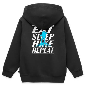 Alimentation Sommeil Randonnée - Sweat Premium à capuche zippé enfant bio - noir - Dos - AI Model Kid Male (0cm)