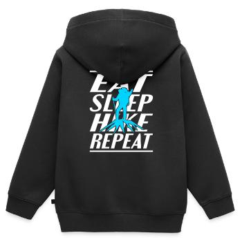 Alimentation Sommeil Randonnée - Sweat Premium à capuche zippé enfant bio - noir - Dos - AI Model Kid Male (0cm)