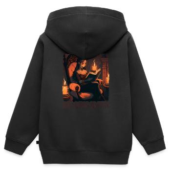 Reading is Fun Goth - Kids Premium Organic Zip-up Hoodie - black - Back - AI Model Kid Male (0cm)