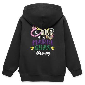Perles de perles et Bling C’est un perlateur de bijoux perlé - Sweat Premium à capuche zippé enfant bio - noir - Dos - AI Model Kid Male (0cm)