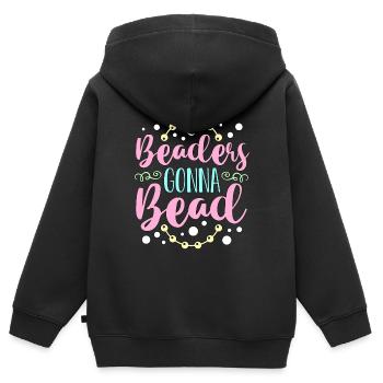 Perles perlées allant à Perles Perles Perles Bijoux Perlière - Sweat Premium à capuche zippé enfant bio - noir - Dos - AI Model Kid Male (0cm)