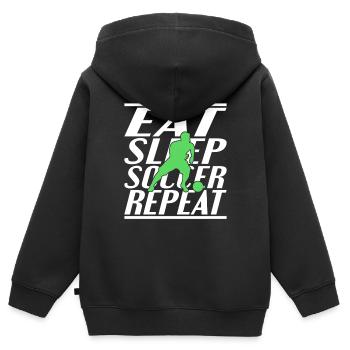 Alimentation Sommeil Football - Sweat Premium à capuche zippé enfant bio - noir - Dos - AI Model Kid Male (0cm)