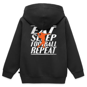 Alimentation Sommeil Football - Sweat Premium à capuche zippé enfant bio - noir - Dos - AI Model Kid Male (0cm)
