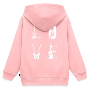 Basse Guitariste Basse Guitare LOVE - Sweat Premium à capuche zippé enfant bio - rose - Dos - AI Model Kid Female (0cm)