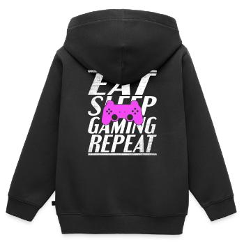 Eating Sleeping Gambling - Kids Premium Organic Zip-up Hoodie - black - Back - AI Model Kid Male (0cm)