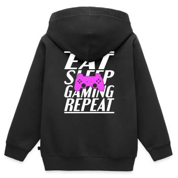 Eating Sleeping Gambling - Kids Premium Organic Zip-up Hoodie - black - Back - AI Model Kid Male (0cm)