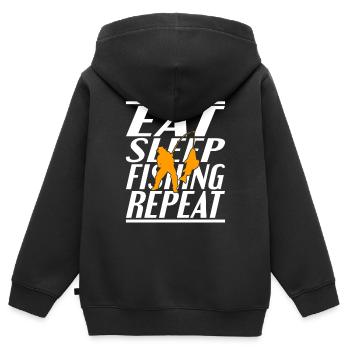 Alimentation Pêche au sommeil - Sweat Premium à capuche zippé enfant bio - noir - Dos - AI Model Kid Male (0cm)