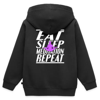 Essen Schlafen Meditieren - Kinder Premium Organic Zip Hoodie - Schwarz - Hinten - AI Model Kid Male (0cm)