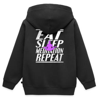 Essen Schlafen Meditieren - Kinder Premium Organic Zip Hoodie - Schwarz - Hinten - AI Model Kid Male (0cm)