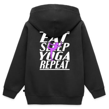 Alimentation Sommeil Yoga - Sweat Premium à capuche zippé enfant bio - noir - Dos - AI Model Kid Male (0cm)