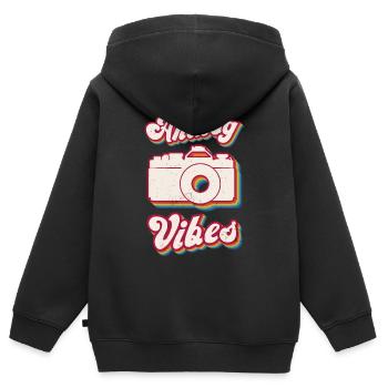 Retro Photographer Vintage Analog Vibes - Kinder Premium Organic Zip Hoodie - Schwarz - Hinten - AI Model Kid Male (0cm)