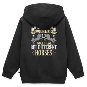 Les courses de chevaux si j’avais à faire partout dans les courses de chevaux - Sweat Premium à capuche zippé enfant bio - noir - Dos - AI Model Kid Male (0cm)