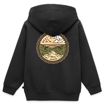 West-Virginia, USA, Montani-Semper-Liberi - Kinder Premium Organic Zip Hoodie - Schwarz - Hinten - AI Model Kid Male (0cm)