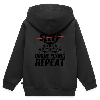 Drone - Eat Sleep Drone Flying Repeat - Funny Dron - Kinder Premium Organic Zip Hoodie - Schwarz - Hinten - AI Model Kid Male (0cm)