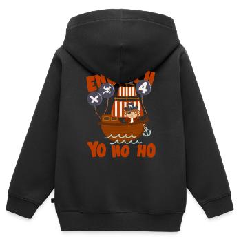 Piratenschiff Endlich 4 Jahre Junge Geburtstagidee - Kinder Premium Organic Zip Hoodie - Schwarz - Hinten - AI Model Kid Male (0cm)