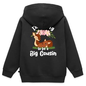 Going To Be A Big Cousin Fawn Promoted To Cousin - Kids Premium Organic Zip-up Hoodie - black - Back - AI Model Kid Male (0cm)