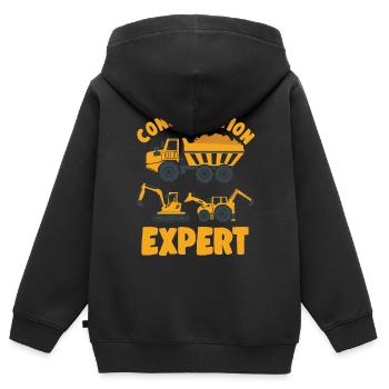 Construction Truck Excavator Digger Expert Idea - Kids Premium Organic Zip-up Hoodie - black - Back - AI Model Kid Male (0cm)