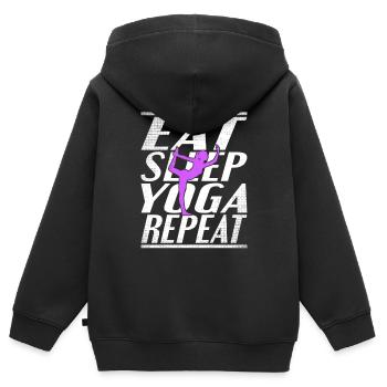 Alimentation Sommeil Yoga - Sweat Premium à capuche zippé enfant bio - noir - Dos - AI Model Kid Male (0cm)