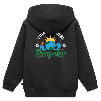 Recycling This Princess Recycles Go Green Recycler - Kinder Premium Organic Zip Hoodie - Schwarz - Hinten - AI Model Kid Male (0cm)