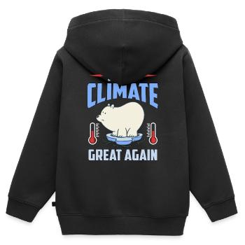 Global Warming Make Climate Great Again Awareness - Kinder Premium Organic Zip Hoodie - Schwarz - Hinten - AI Model Kid Male (0cm)