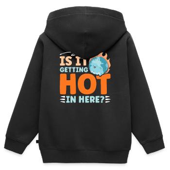 Global Warming Is It Getting Hot In Here Activism - Kinder Premium Organic Zip Hoodie - Schwarz - Hinten - AI Model Kid Male (0cm)