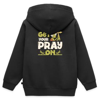 Prends ta prière - Sweat Premium à capuche zippé enfant bio - noir - Dos - AI Model Kid Male (0cm)