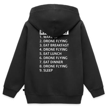 My Perfect Day Drone Flying - Quadcopter Drone Pil - Kinder Premium Organic Zip Hoodie - Schwarz - Hinten - AI Model Kid Male (0cm)