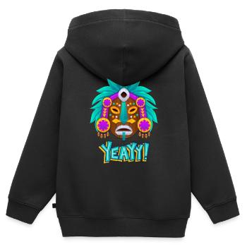 Azteken, Maya-Kultur, Tribal-Kultur Folklore-Maske - Kinder Premium Organic Zip Hoodie - Schwarz - Hinten - AI Model Kid Male (0cm)