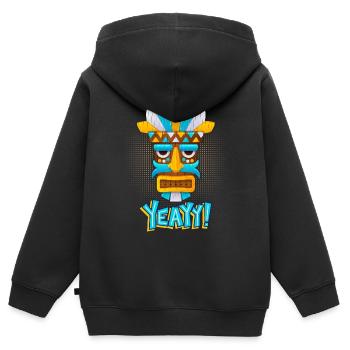 Azteken, Maya-Kultur, Tribal-Kultur Folklore-Maske - Kinder Premium Organic Zip Hoodie - Schwarz - Hinten - AI Model Kid Male (0cm)