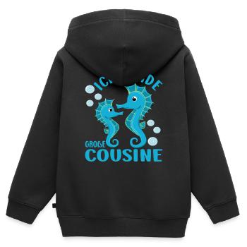 Cousine Ich werde große Cousine Cousinen Seesterne - Kinder Premium Organic Zip Hoodie - Schwarz - Hinten - AI Model Kid Male (0cm)