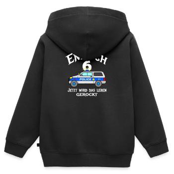 6. Geburtstag Polizei Auto 6 Jahre alt Polizist - Kinder Premium Organic Zip Hoodie - Schwarz - Hinten - AI Model Kid Male (0cm)