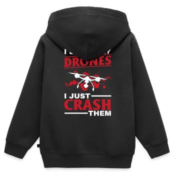 I Don't Fly Drones I Just Crash Them - Drone Pilot - Kinder Premium Organic Zip Hoodie - Schwarz - Hinten - AI Model Kid Male (0cm)
