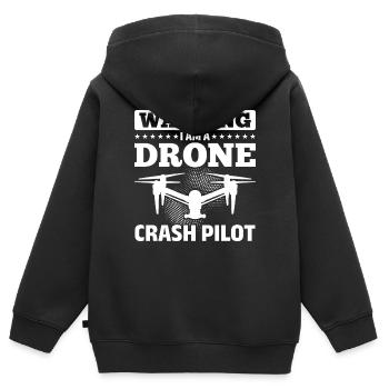 Funny Drone Pilot - Warning I Am A Drone Crash Pil - Kinder Premium Organic Zip Hoodie - Schwarz - Hinten - AI Model Kid Male (0cm)